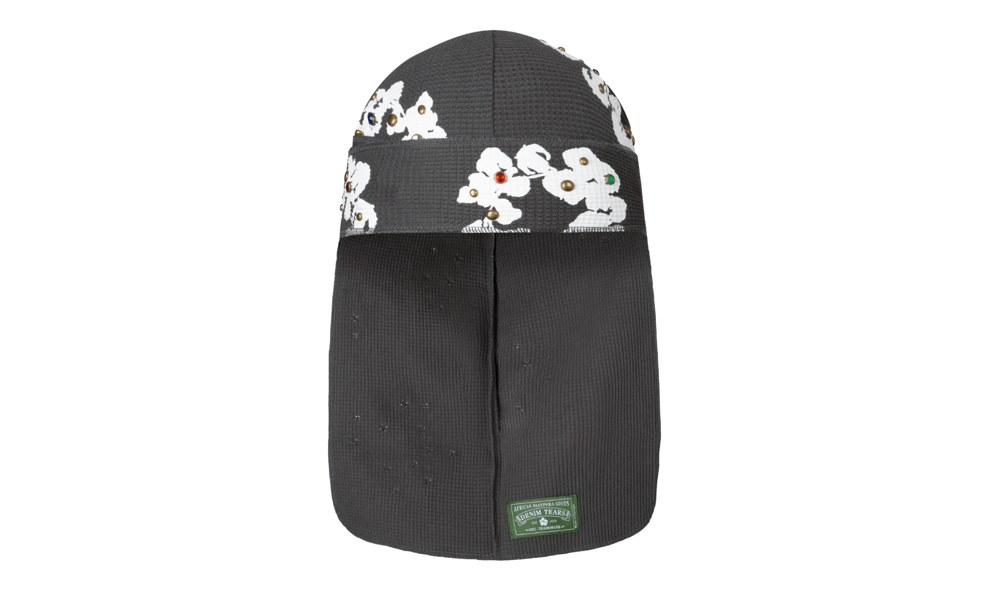 The Cotton Wreath Logo Rhinestone Studded Durag "Vintage Black / White / Multicolor" DT605