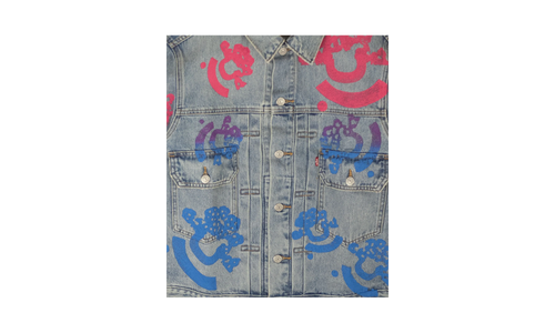 Bstroy Tears Type-2 Light Wash Denim Jacket "Pink / Blue" 802_081_63